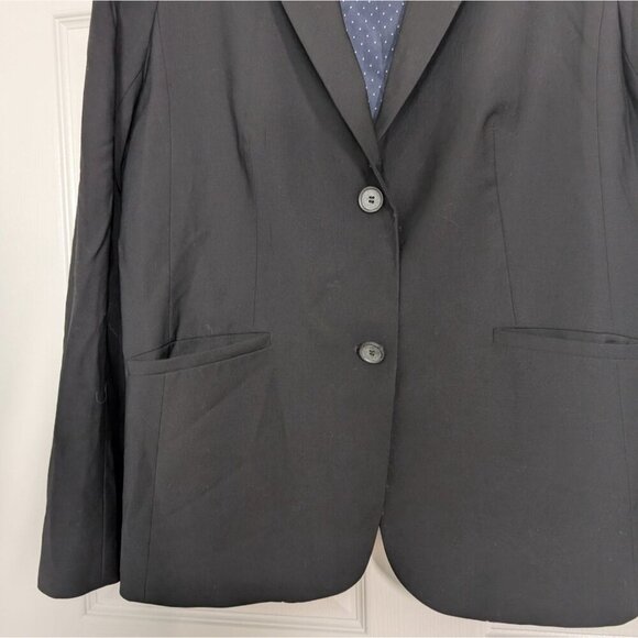 Talbots Blazer Womens Size 12 Black Wool Blend Working Cuffs 2 Button Jacket - Picture 3 of 11